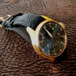 SuperMatte Ostrich Leg skin watch strap for Rose Gold IWC Big Pilot Perpetual Calendar with Integrated Fit