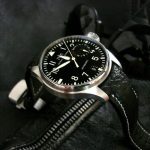 Black Ostrich Leg watch strap for IWC Big Pilot with Integrated fit