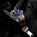 Hand Antiqued Alligator watch strap for IWC Big Pilot with Integrated Fit