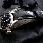 Black Ostrich Leg watch strap for IWC Big Pilot with Integrated fit