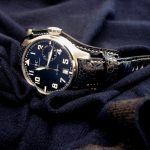 Mid-Night Blue Ostrich Leg Watch strap for IWC Big Pilot with Integrated Fit and Bund underlayment