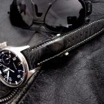 Black Ostrich Leg watch strap for IWC Big Pilot with Integrated fit