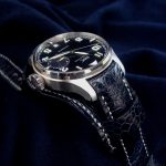 Mid-Night Blue Ostrich Leg Watch strap for IWC Big Pilot with Integrated Fit and Bund underlayment