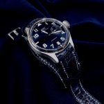 Mid-Night Blue Ostrich Leg Watch strap for IWC Big Pilot with Integrated Fit and Bund underlayment
