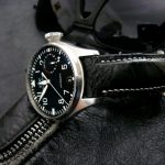 Black Ostrich Leg watch strap for IWC Big Pilot with Integrated fit