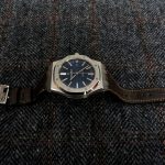 Custom watch strap for Audemars Piguet 15400 made from Tobacco Brown Teju Lizard