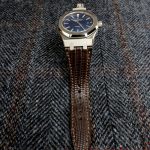 Custom watch strap for Audemars Piguet 15400 made from Tobacco Brown Teju Lizard