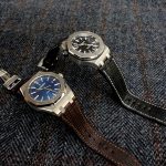 Custom watch strap for Audemars Piguet 15400 made from Tobacco Brown Teju Lizard