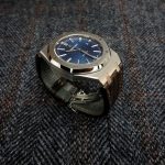 Custom watch strap for Audemars Piguet 15400 made from Tobacco Brown Teju Lizard