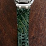 Custom Watch Strap for Audemars Piguet Diver made from 'Cypress' colored Ostrich Leg Skin