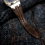 Custom watch strap for Audemars Piguet 15400 made from Tobacco Brown Teju Lizard