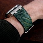 Custom Watch Strap for Audemars Piguet Diver made from 'Cypress' colored Ostrich Leg Skin