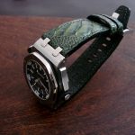 Custom Watch Strap for Audemars Piguet Diver made from 'Cypress' colored Ostrich Leg Skin
