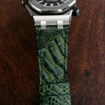 Custom Watch Strap for Audemars Piguet Diver made from 'Cypress' colored Ostrich Leg Skin