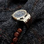 Custom watch strap for Audemars Piguet 15400 made from Tobacco Brown Teju Lizard