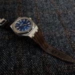 Custom watch strap for Audemars Piguet 15400 made from Tobacco Brown Teju Lizard
