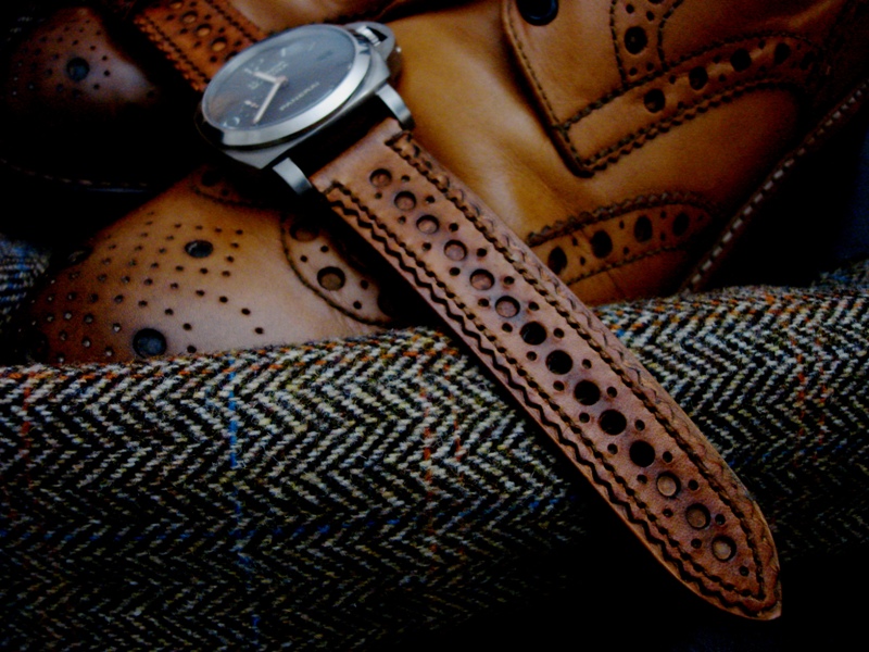 Burnished Tan Leather Brogue strap for PAM