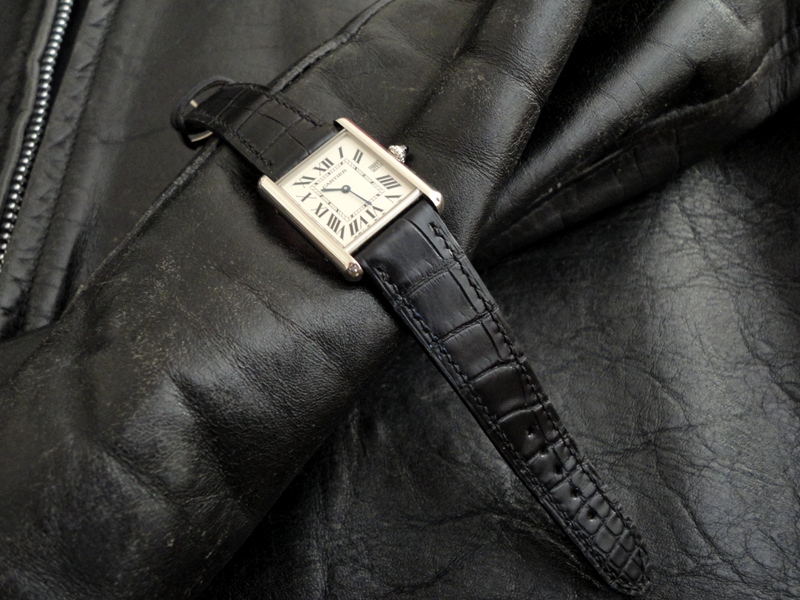Racing Black Alligator strap for vintage Cartier Tank