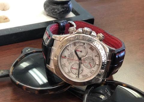 'Million Dollar Black' Alligator strap for Rolex Meteorite Daytona