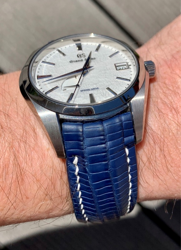 Baltic Blue SuperMatte Teju Lizard Strap for Grand Seiko Snowflake
