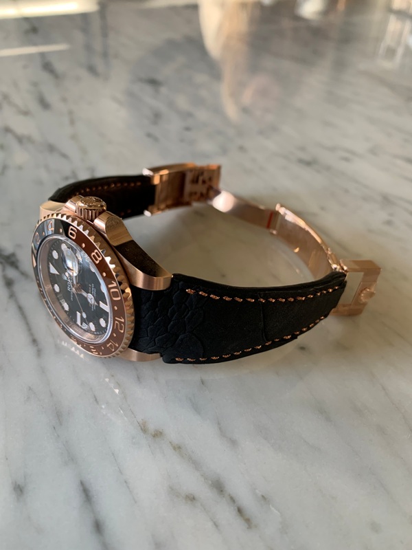 SuperMatte Black Ostrich for Rolex GMT Root Beer