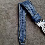 Custom Steel Blue Teju Lizard watch strap for Audemars Piguet Royal Oak Offshore