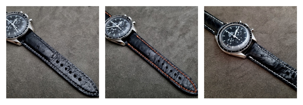Black Ostrich Strap for Omega Speedmaster: