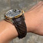 Tobacco Ostrich strap for Rolex Sky-Dweller with integrated fitment