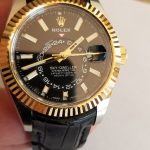 'Million Dollar Black' Alligator strap for Rolex Sky-Dweller with integrated fit