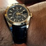 'Million Dollar Black' Alligator strap for Rolex Sky-Dweller with integrated fit