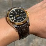 Tobacco Ostrich strap for Rolex Sky-Dweller with integrated fitment