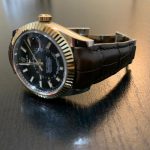 Chocolate Noir Alligator strap for Rolex Sky-Dweller with integrated fitment