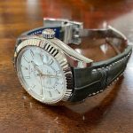 Grigio-Verde Alligator for Rolex Sky-Dweller with integrated fitment