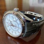 Grigio-Verde Alligator for Rolex Sky-Dweller with integrated fitment
