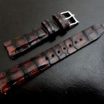 Burgundy Hand Antiqued Alligator strap for Grand Seiko Snowflake