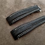 SuperMatte Carbon Black Watch Straps with double row stitching for Grand Seiko Snowflake