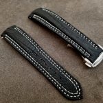 SuperMatte Carbon Black Watch Straps with double row stitching for Grand Seiko Snowflake