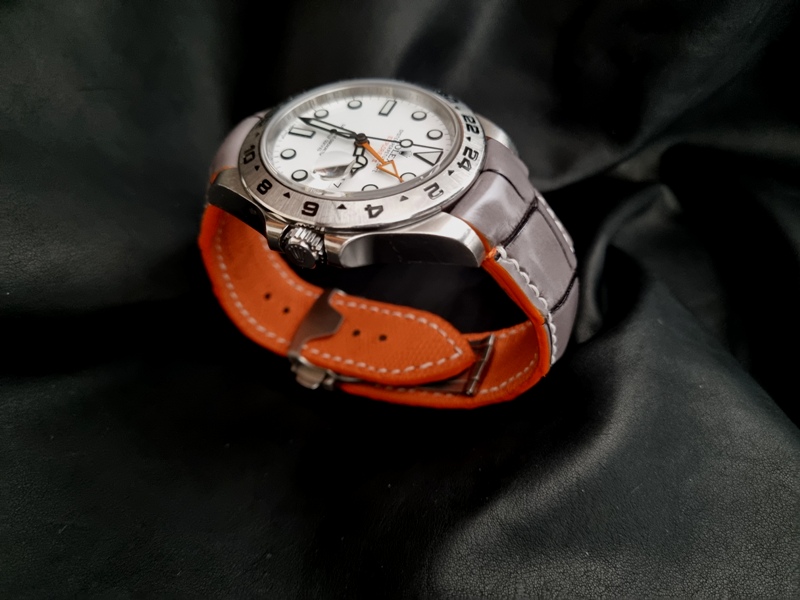 Grey Alligator Strap for Rolex Explorer II