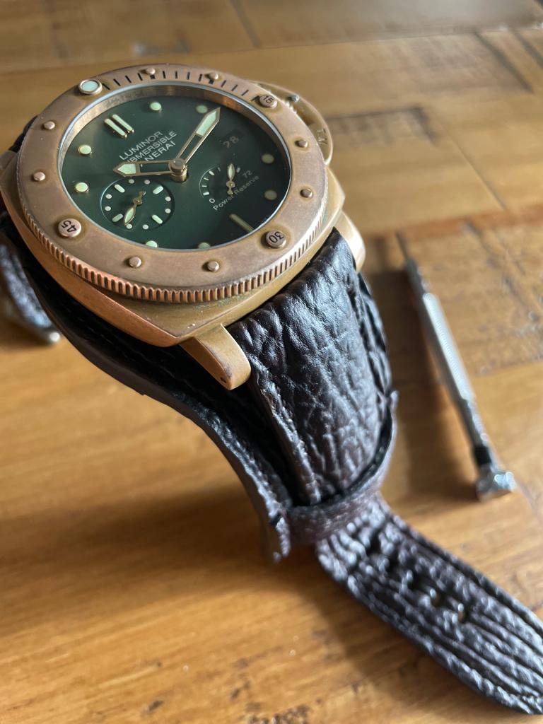 Chocolate Sharkskin Bund strap for PAM507