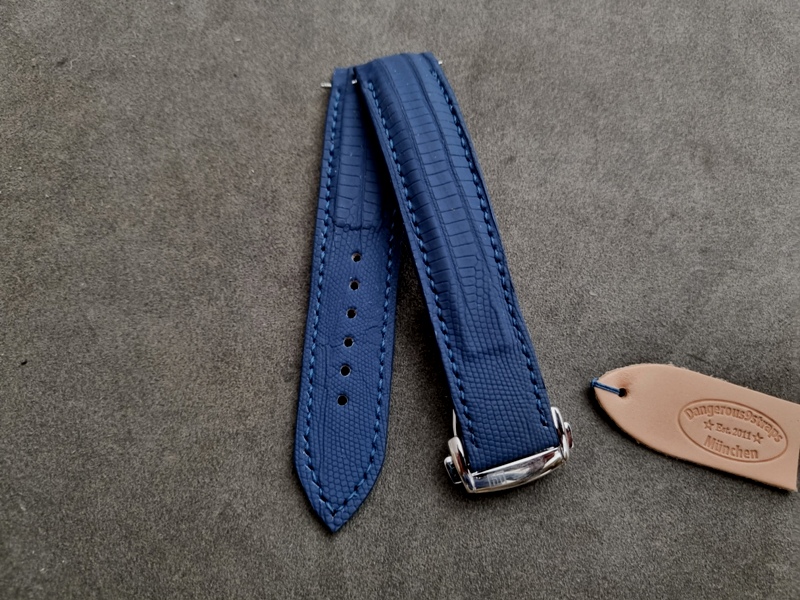 For Sale: Baltic Blue Teju Lizard for Grand Seiko Snowflake