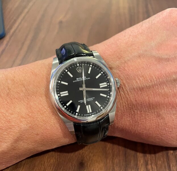 Black Alligator Strap for Rolex Oyster Perpetual