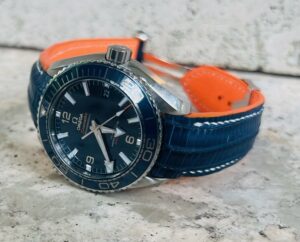 Steel Blue Teju Lizard Strap for Omega Planet Ocean