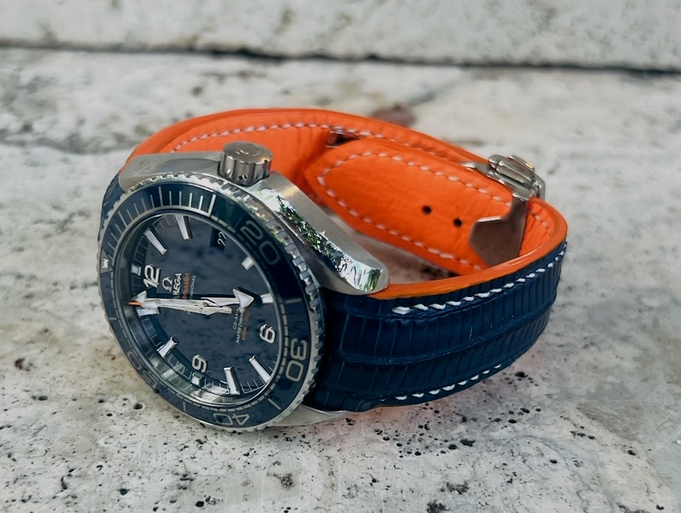Steel Blue Teju Lizard Strap for Omega Planet Ocean