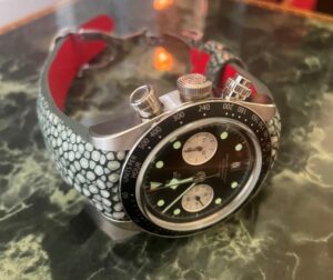 Custom Stingray strap for Tudor Black Bay Chronograph