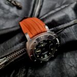 Emergency Orange SuperMatte Teju Lizard strap on PAM243 with Fully Integrated Fit (FIF):