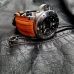 Emergency Orange SuperMatte Teju Lizard strap on PAM243 with Fully Integrated Fit (FIF):