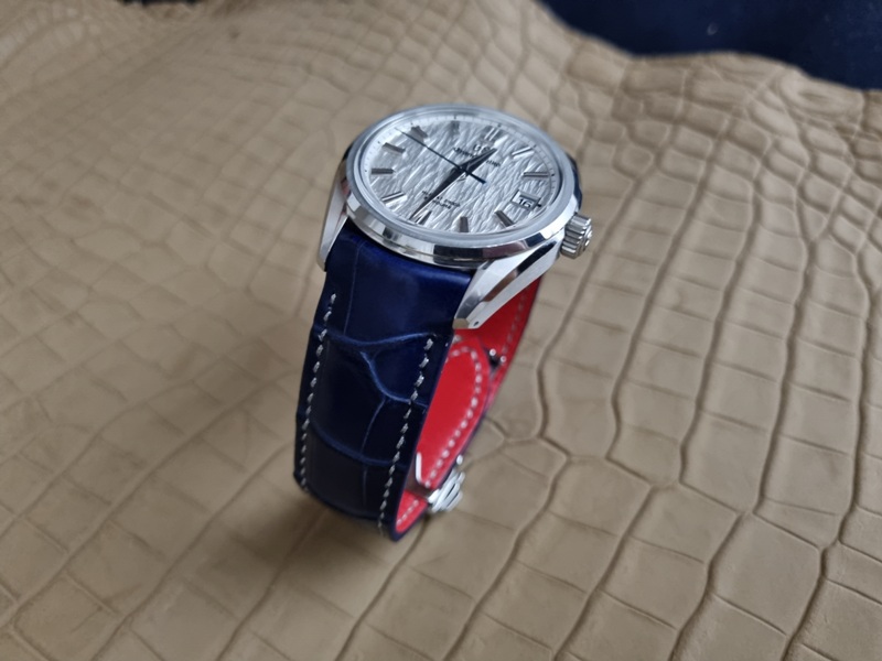 Royal Marine Blue Alligator for Grand Seiko SLGH005 with integrated fit