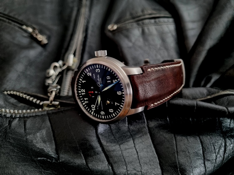 Michael's Glashütte Original Navigator on Incas Mahogany Kangaroo Strap with Fully Integrated Fit