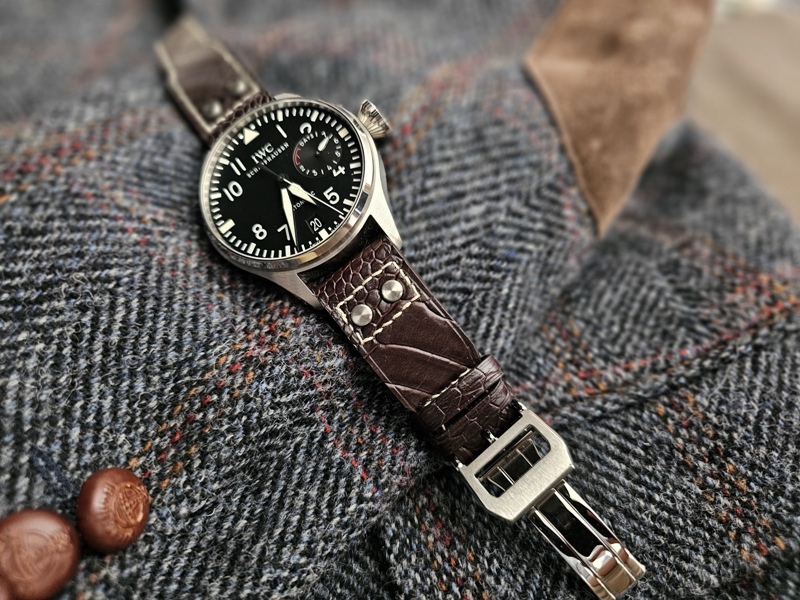 Tobacco Ostrich Leg strap for IWC Big Pilot