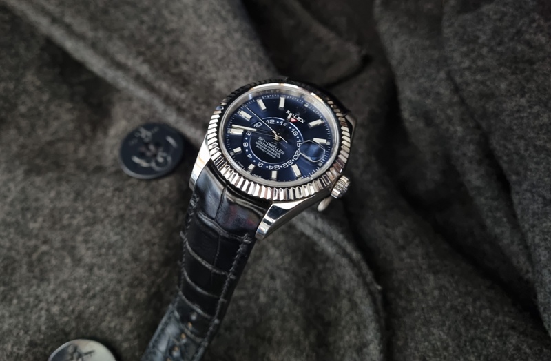 Rolex Sky-Dweller on 'Million Dollar Black' Alligator with integrated fitment